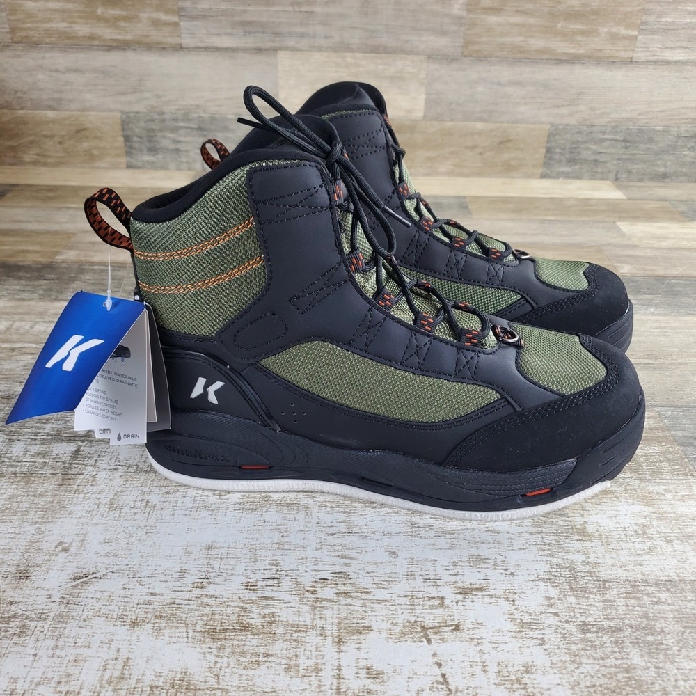 Korkers Greenback‎ Mens Wading Boot Sz 13 Black Felt and Kling-On Sole Lace Up